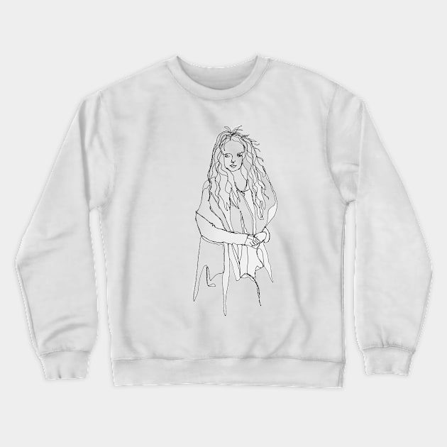 Contour Drawing of Girl Crewneck Sweatshirt by julyperson